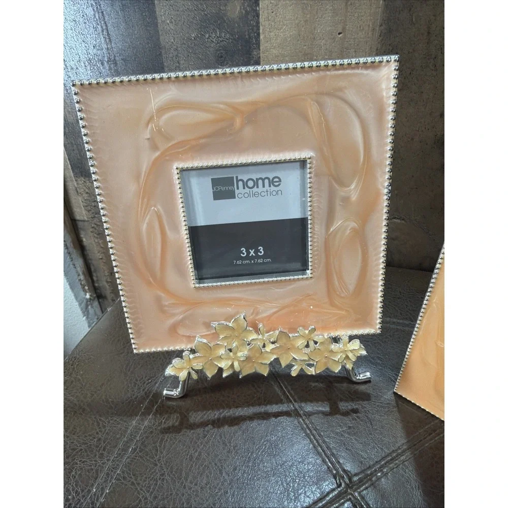 JCPenney Home Collection 4 Piece Epoxy Photo Album & Frame Set Light Orange New